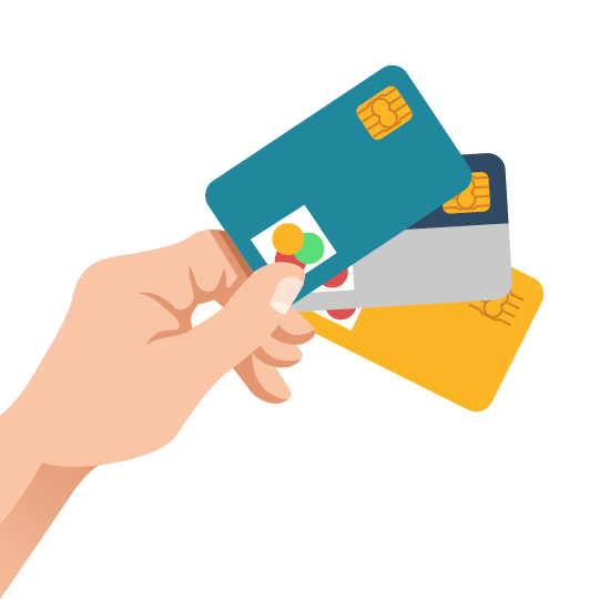 CCH image showing a hand holding three credit/debit cards