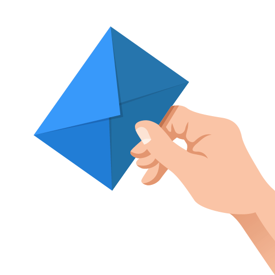 CCH image showing a hand holding a blue envelope