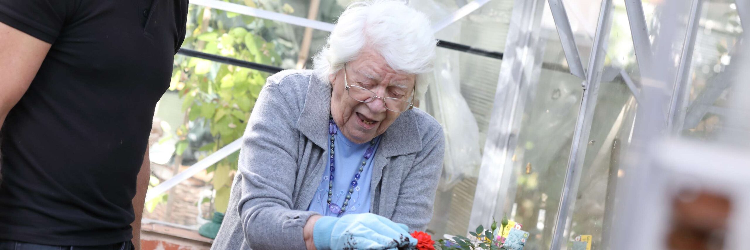 CCH Kingsleigh Image showing resident getting involved with gardening in our greenhouse