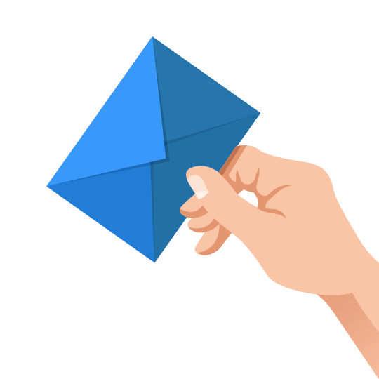 CCH image showing a hand holding a blue envelope