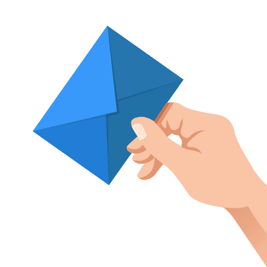 CCH image showing a hand holding a blue envelope